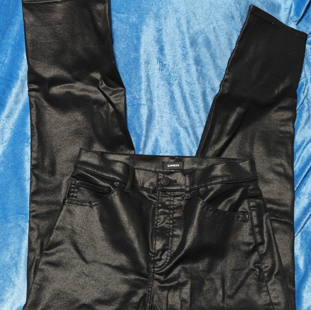 Express Sleek Black Faux Leather Trousers